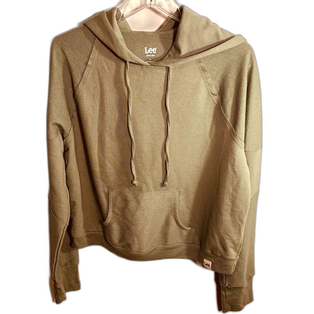 Lee women's Cropped Olive Green Hoodie SZ L NEW
